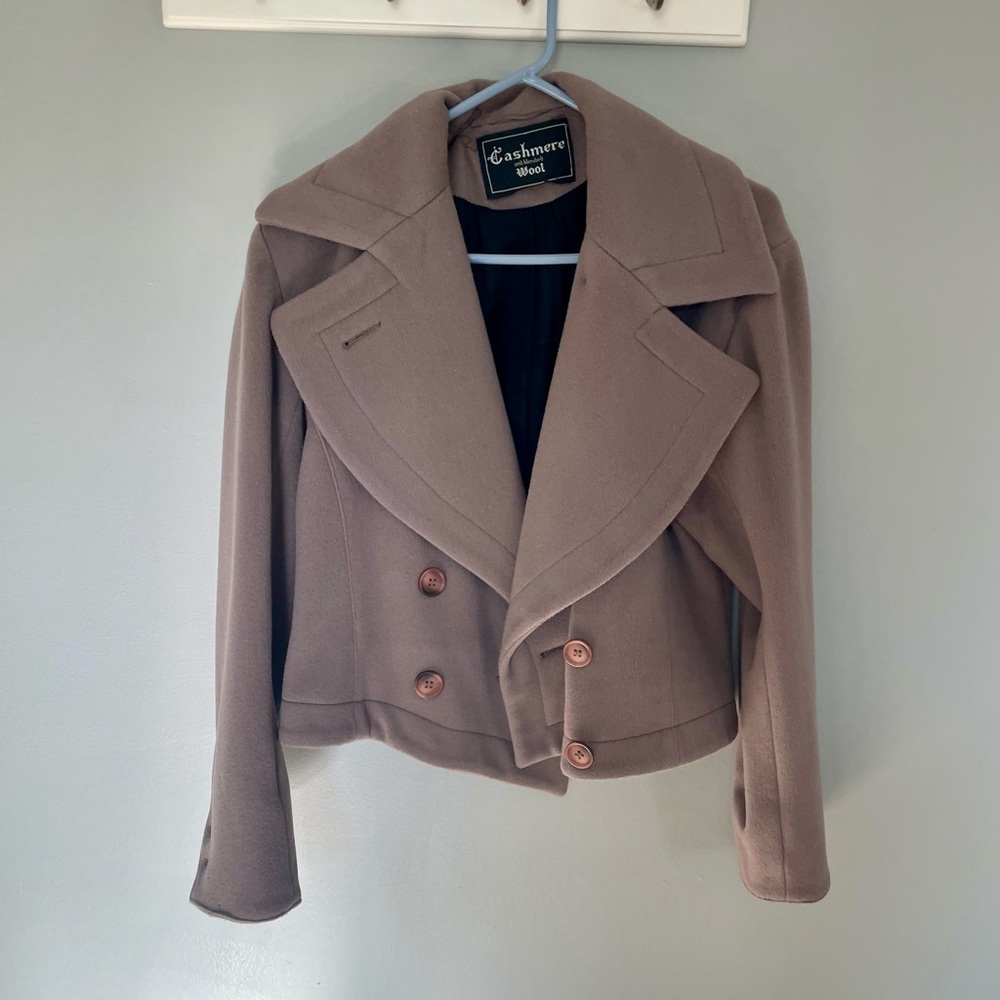 Vintage Cashmere and Wool Tan Unique Jacket size Small
